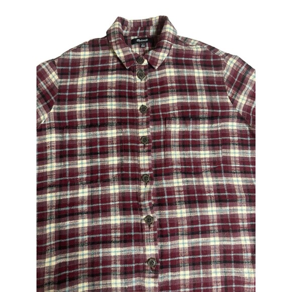 Madewell Flannel in Mahaska Burgundy Plaid Womens Button Up Shirt Pockets Small - Picture 8 of 16
